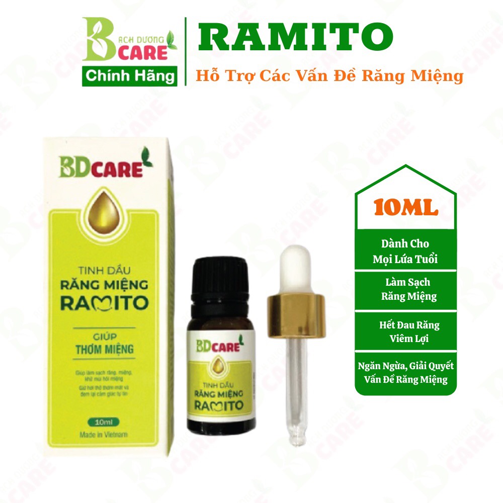 Tinh dầu thảo dược giảm sâu răng, nhiệt miệng, ngừa hôi miệng, làm thơm miệng Ramito, ngăn ngừa các vấn đề về răng miệng hiệu quả, an toàn cho trẻ em và bà bầu