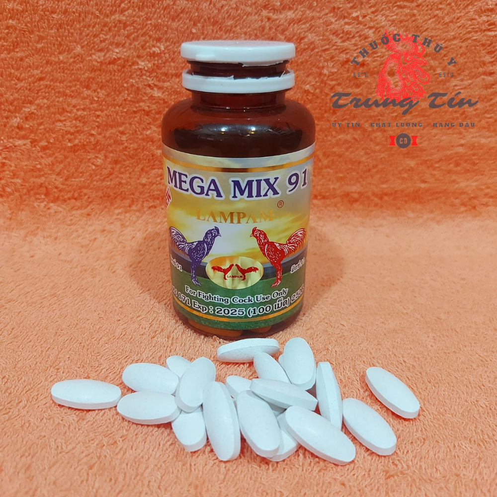 1 LỌ NGUYÊN 100 VIÊN - mIX 91 - CAO CẤP LAMPAM - bo lớn , sung gà , hăng gà