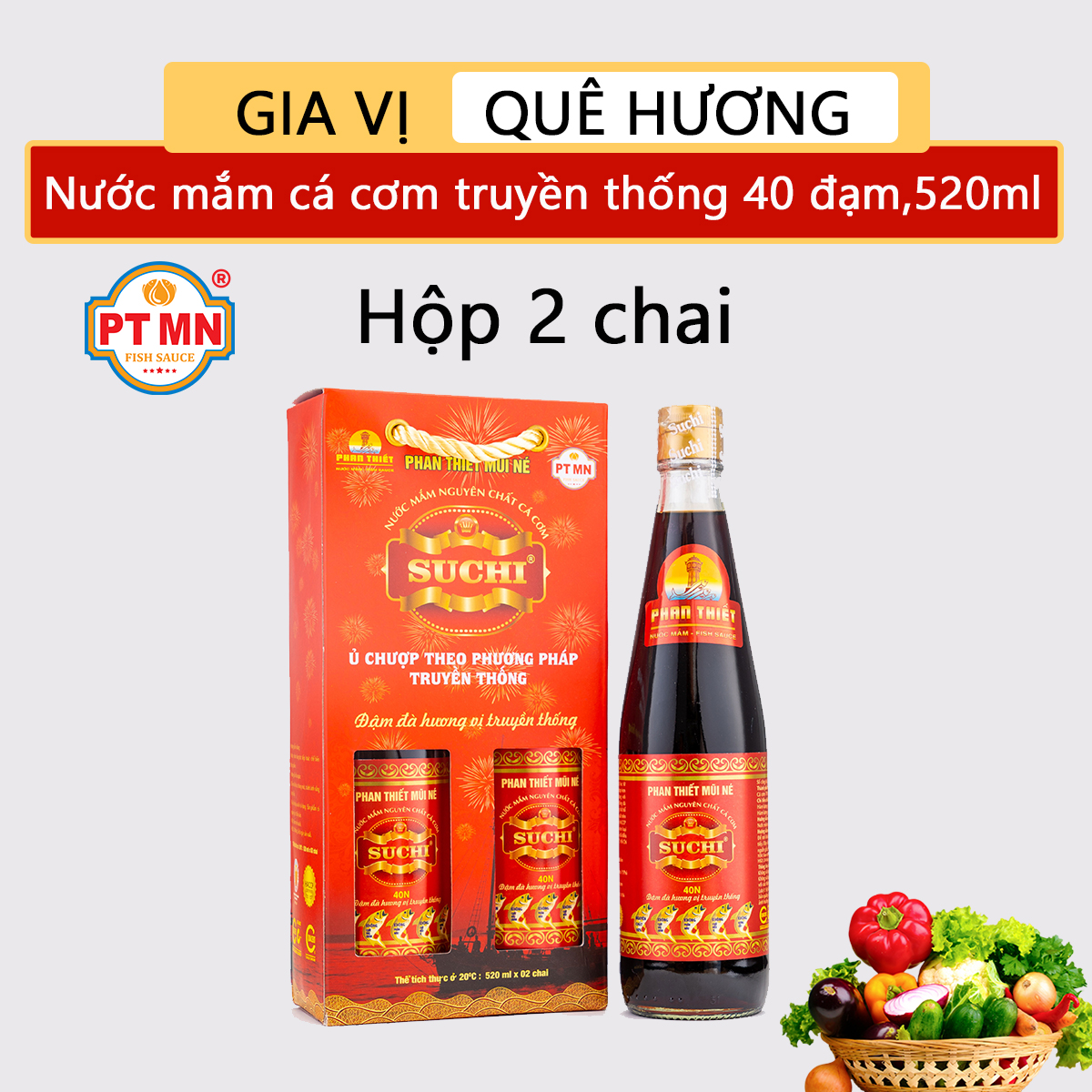 Nước mắm cá cơm truyền thống Phan Thiết Mũi Né 40 đạm 520ml