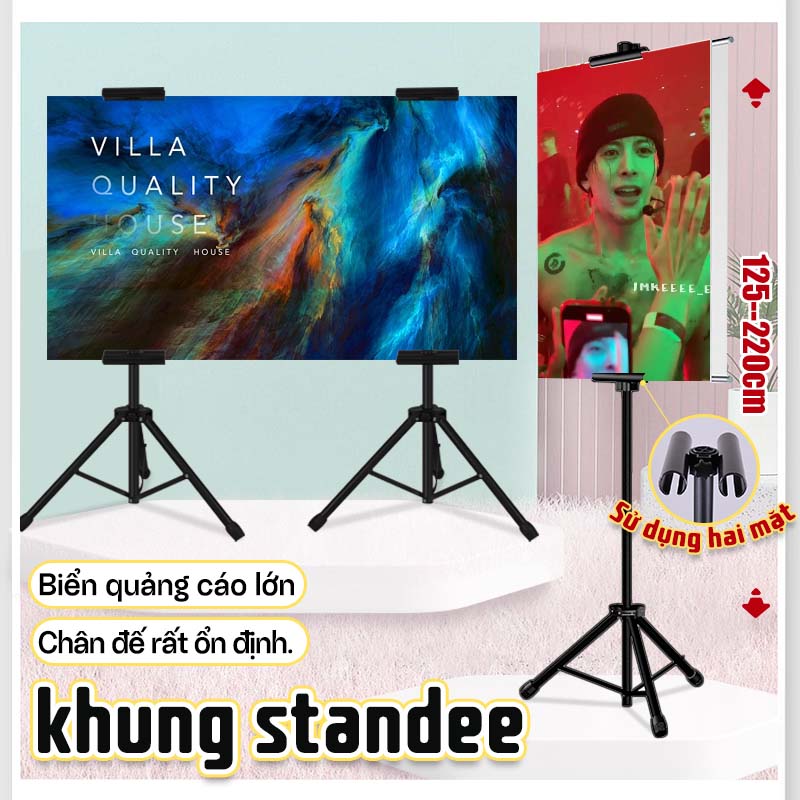 Chân standee chữ T, Giá Treo Poster 2 Mặt, Standee Đứng Gấp Gọn, Bảng Chỉ Dẫn Nhà Hàng 125-220cm（khung standee/standee khung sắt