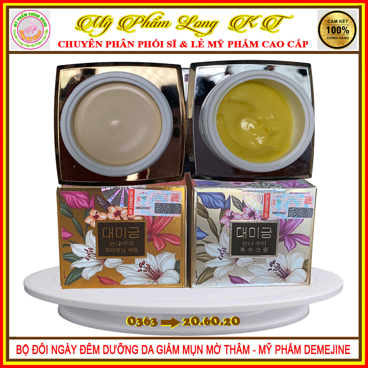 [Demejine]Bán chạy Bộ đôi kem Demejine ngày và đêm dưỡng da giảm mụn mờ thâm 20gr