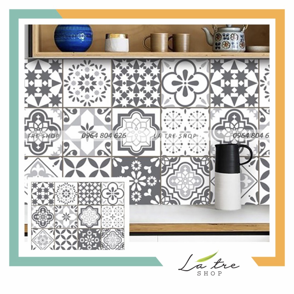 Decal dán tường decor dán bếp kính nhà tắm decor chịu nhiệt dễ lau chùi đề can loại 1 - Midlight 0021