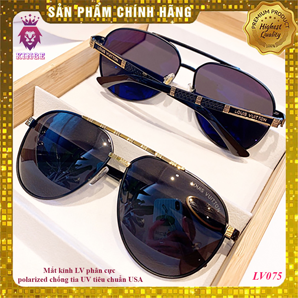 [HCM]Tặng Hộp Đựng Da + Khăn Lau - Kính Nam LV075 Cao Cấp Thời Thượng - Tròng Polarized Chống Tia UV Đạt Chuẩn Hoa Kỳ