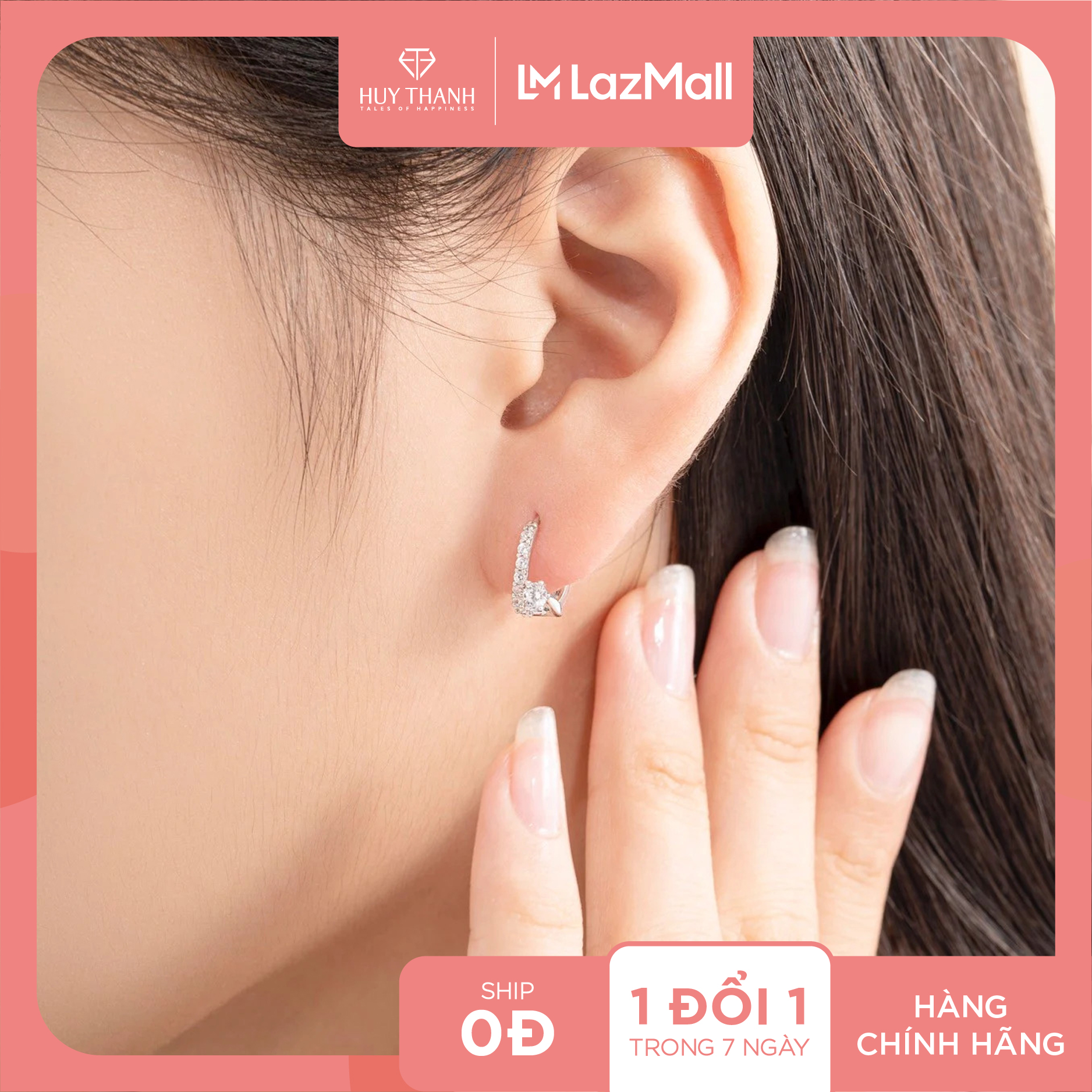 Bông tai nữ vàng 14k bt393 huy thanh jewelry