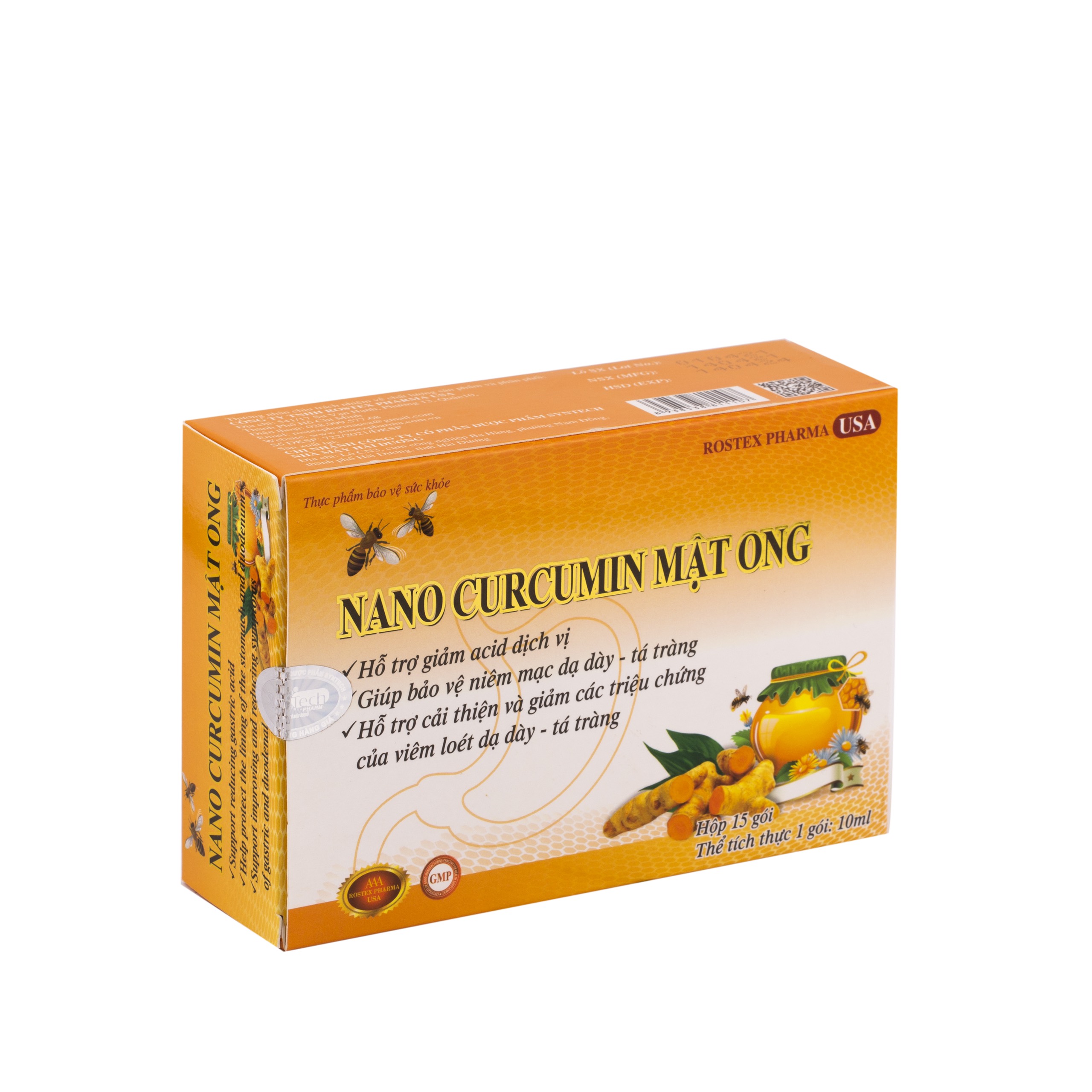 Gel Nano Curcumin mật ong hỗ trợ giảm acid định vị, giúp bảo vệ niêm mạc dạ dày tá tràng, - Gel Nano Curcumin mật ong hỗ trợ giảm acid