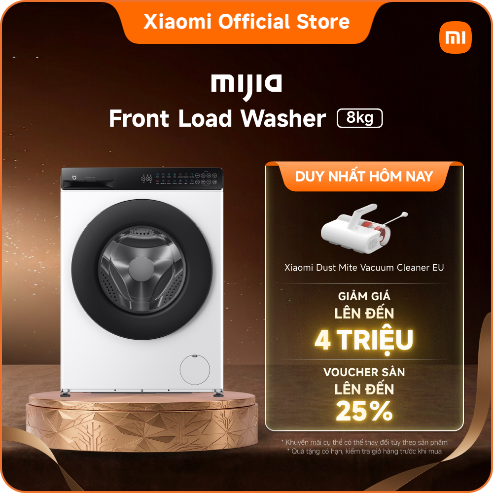 Xiaomi Máy giặt cửa trước Mijia Front Load Washer 8kg I Thẩm mỹ tối giản cho ngôi nhà của bạn I Thiết kế mỏng gọn 421mm I Lồng giặt cực lớn cho hiệu quả làm sạch vượt trội