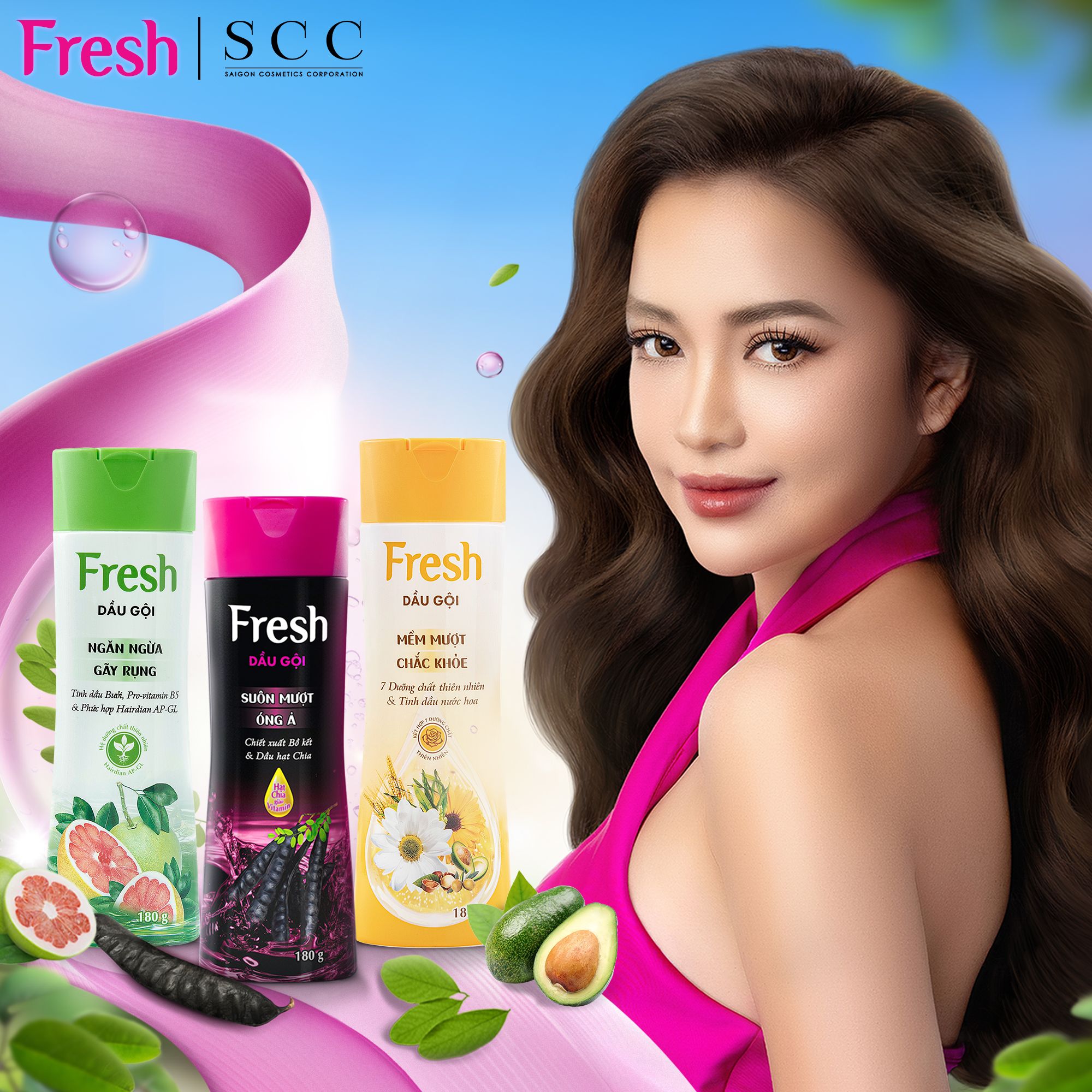 Dầu gội Fresh thiên nhiên 180gram - Bưởi - Bồ Kết - 7 Dưỡng Chất - Chính hãng