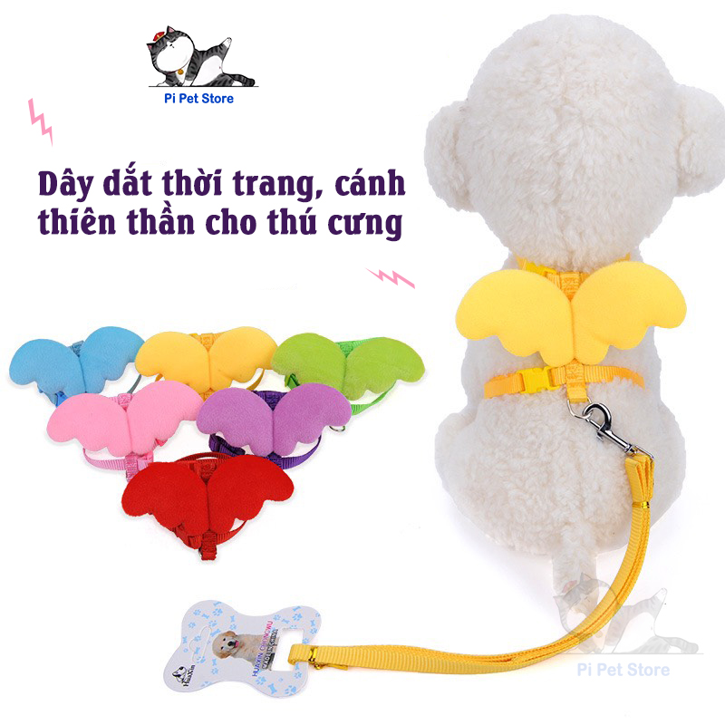 Dây dắt thời trang cho Chó, Dây dắt cánh thiên thần cho chó, mèo - Pi Pet Store