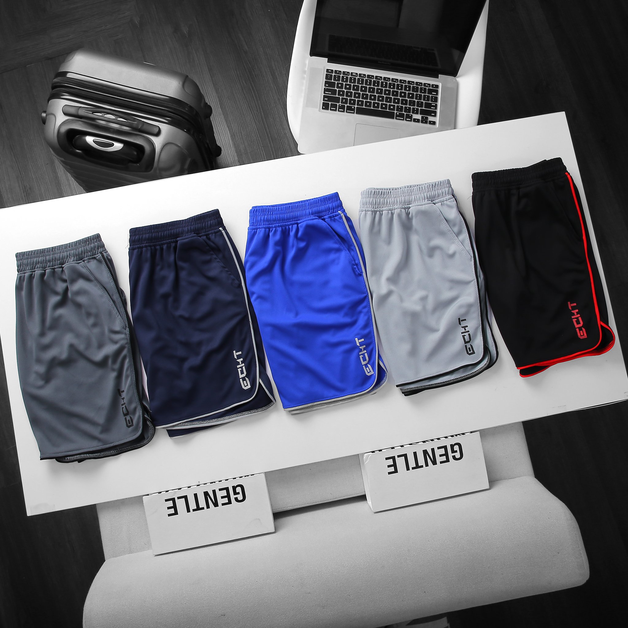 Combo 5 quần ECHT 5 màu short tập gym thể thao co giãn thấm mồ hôi dài 40cm