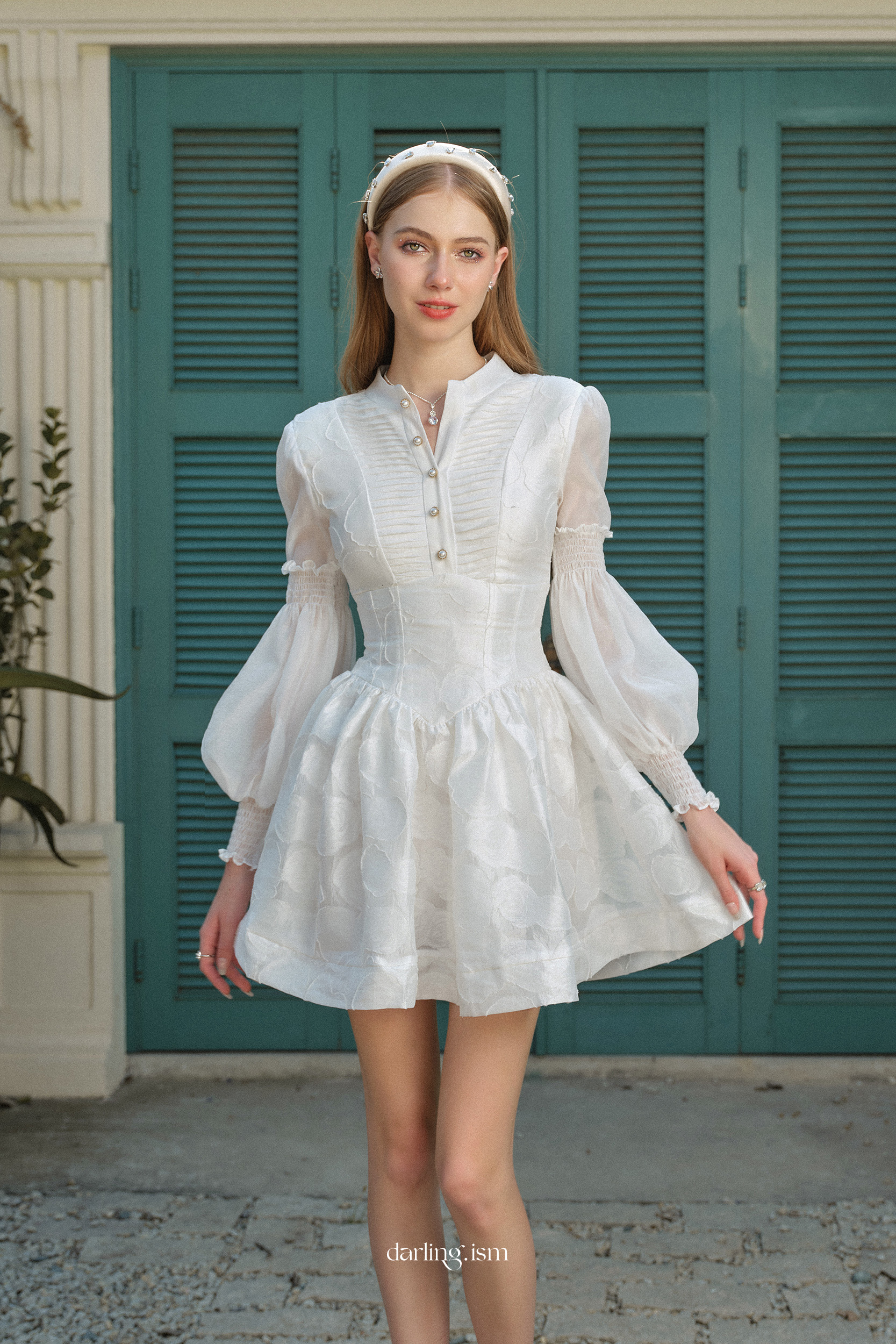 Darling.ism - đầm xoè ngắn dài tay sadie dress vải voan hoa