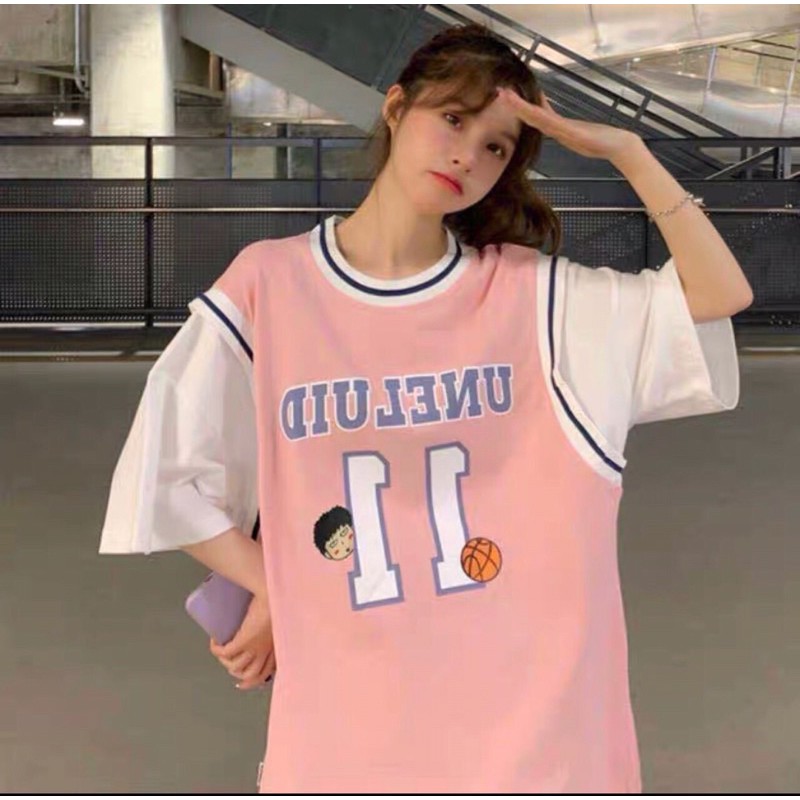 Áo Bóng Chày Nữ | Áo Thun Nữ Bóng Chày Pha Tay Số 11 Form Rộng Tay Lỡ A220