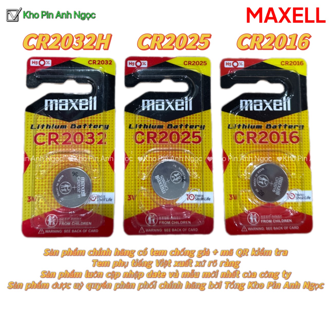 Vỉ 1 Viên Pin Maxell CR2032 / CR2025 / CR2016 Cao Cấp - Hàng Chính Hãng
