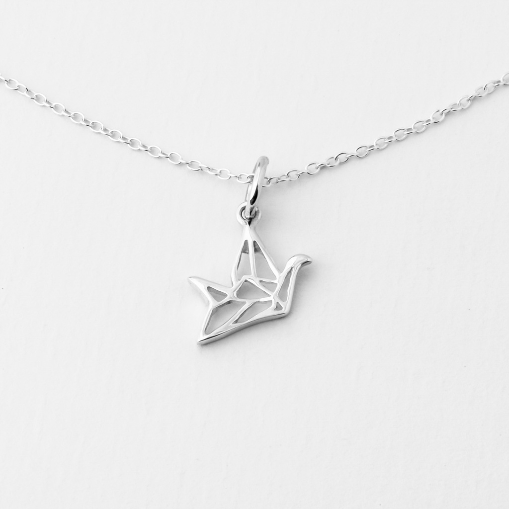 Mặt Dây Chuyền Bạc 925- Hình Hạc Giấy Geometric Độc Lạ-KaT Jewelry