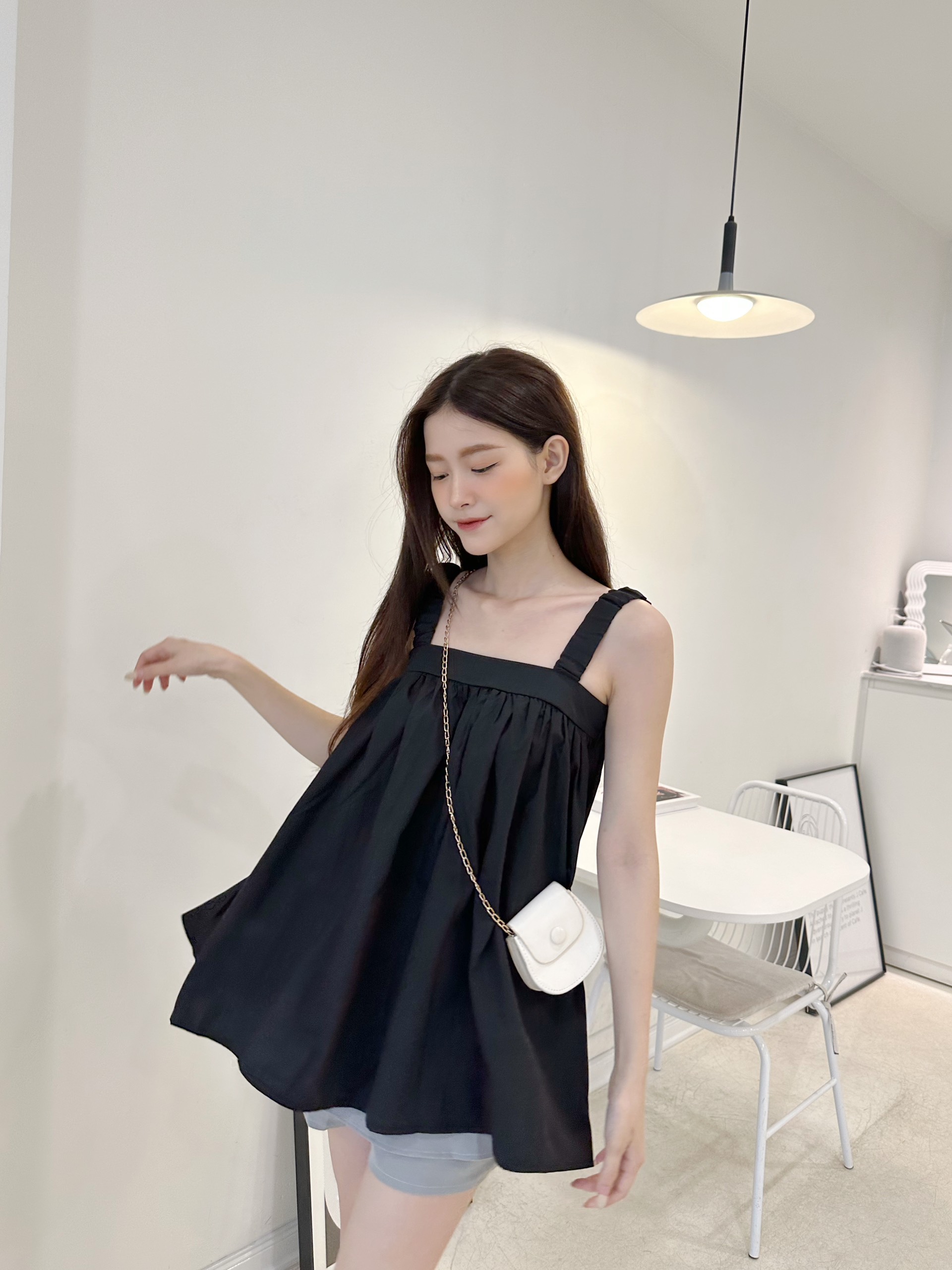 Yu cherry | áo thiết kế nữ dáng babydoll baggy cami top ya440