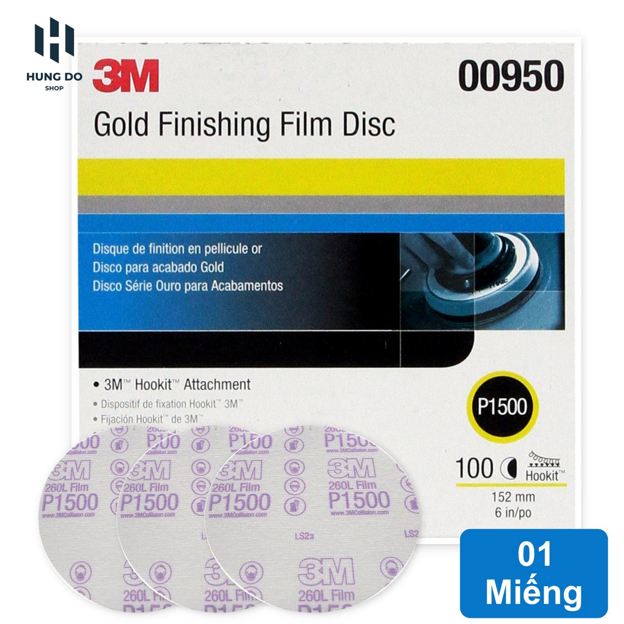 Giấy nhám đĩa 3M độ nhám P1500 dùng đánh bóng kích thước 6 inch
