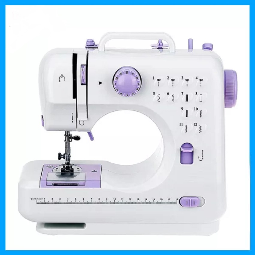 Máy may đa năng có vắt sổ máy may mini, máy vắt sổ mini giá rẻ. máy may mini gia đình 12 kiểu may fhsm 505a, bán chạy nhất hiện nay dễ dàng sử dụng.