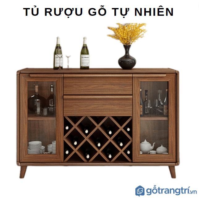 Tủ rượu gỗ sồi tự nhiên thiết kế thanh lịch ghs-51006
