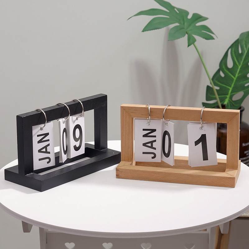 Lịch gỗ để bàn 2022 - Lịch lật số mini trang trí decor vintage xinh xắn đơn giản trang trí bàn học bàn làm việc
