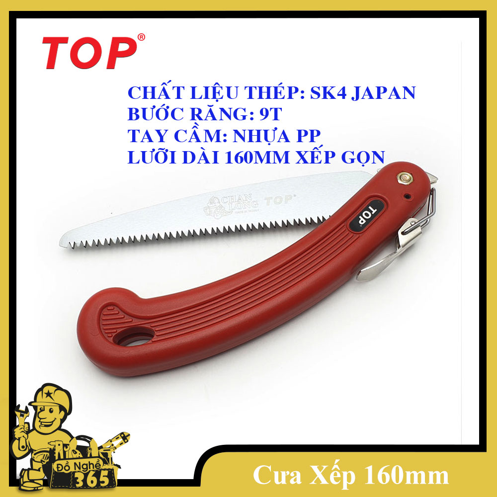 Cưa gỗ xếp gọn cán đỏ cầm tay 160mm hiệu Top, Cưa cành - cưa gỗ - cưa cây làm vườn, cưa nhiều chất liệu độ sắc bén cao, tiện dụng an toàn