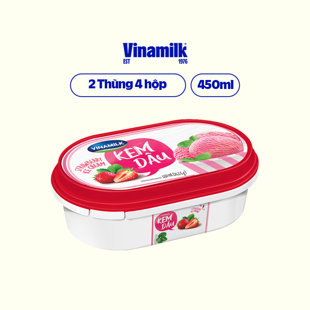 2 hộp kem vinamilk hương dâu hộp 450ml
