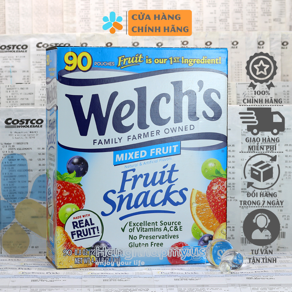 Kẹo dẻo trái cây Welch s Fruit Snacks Mixed Fruit 90 gói 2kg của Mỹ