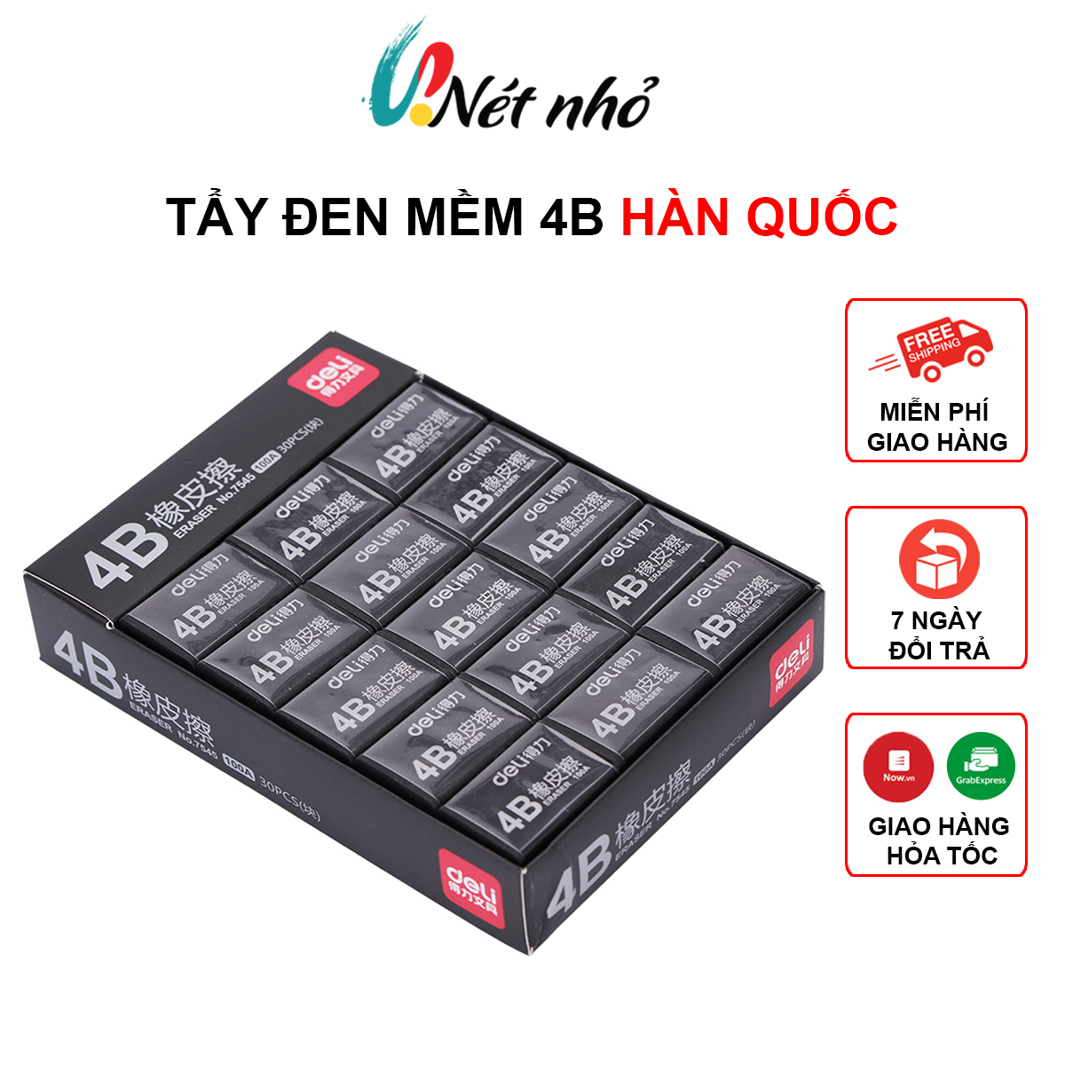 Tẩy đen mềm, tẩy cao su 4b hàn quốc làm sạch không nhăn giấy