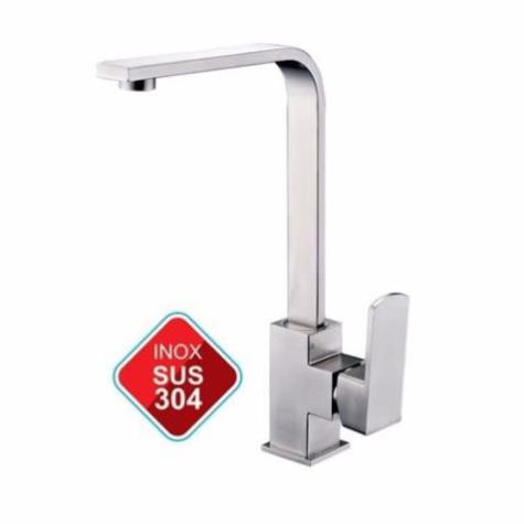 Vòi rửa chén bát nóng lạnh inox 304 cao cấp n-4023 và 2 dây inox 304 nóng lạnh vòi vuông dẹt
