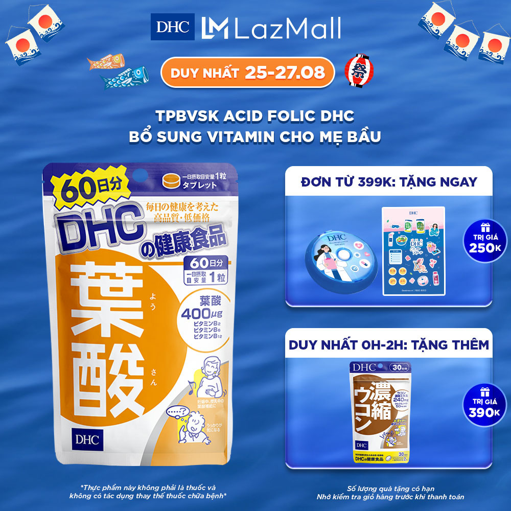 Tpbvsk dhc folic acid (viên uống bổ sung vitamin cho mẹ bầu gói 60 viên (60 ngày)