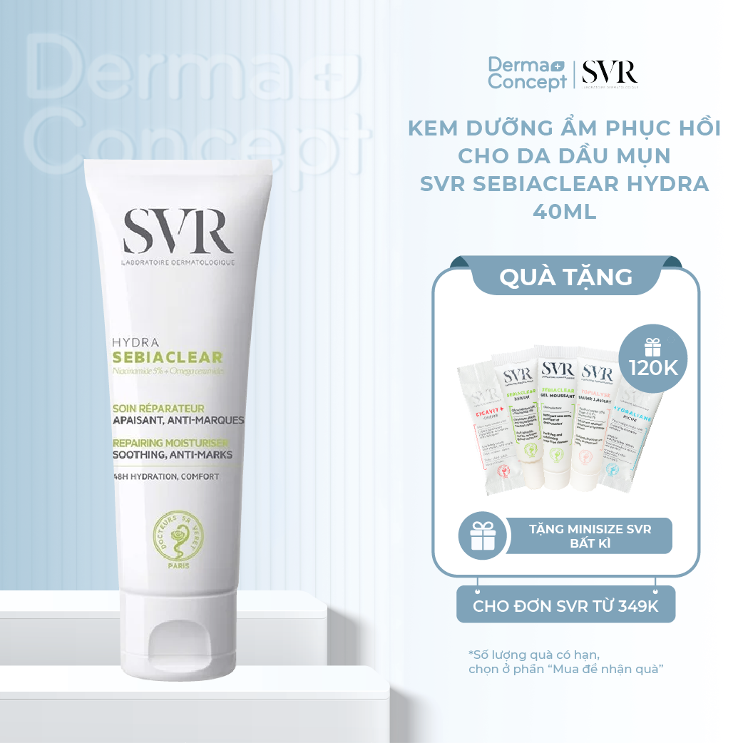 Kem dưỡng ẩm phục hồi cho da dầu mụn SVR Sebiaclear Hydra giảm mụn, mờ thâm - 40ml