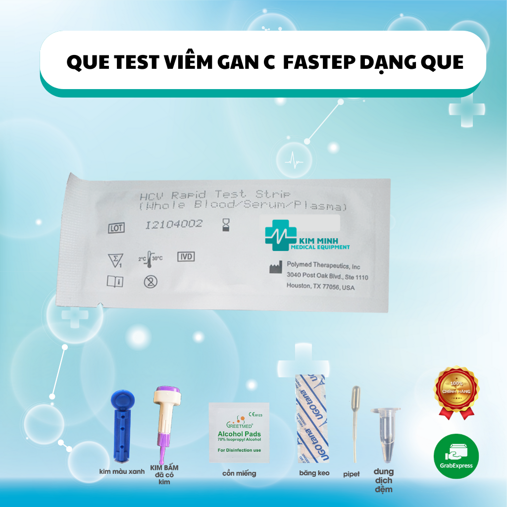 Que test Viêm gan C Fastep dạng que có tặng dụng cụ kèm theo để xét nghiệm
