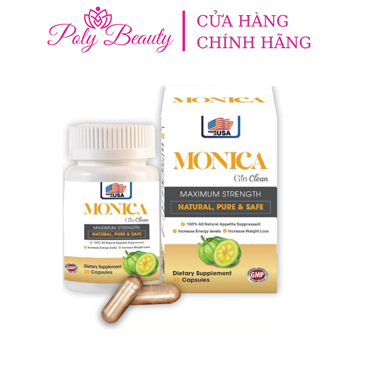  Giảm cân Gin Clean Monica USA 30 viên Poly Beauty hỗ trợ đốt mỡ siết cơ toàn thân hiệu quả 