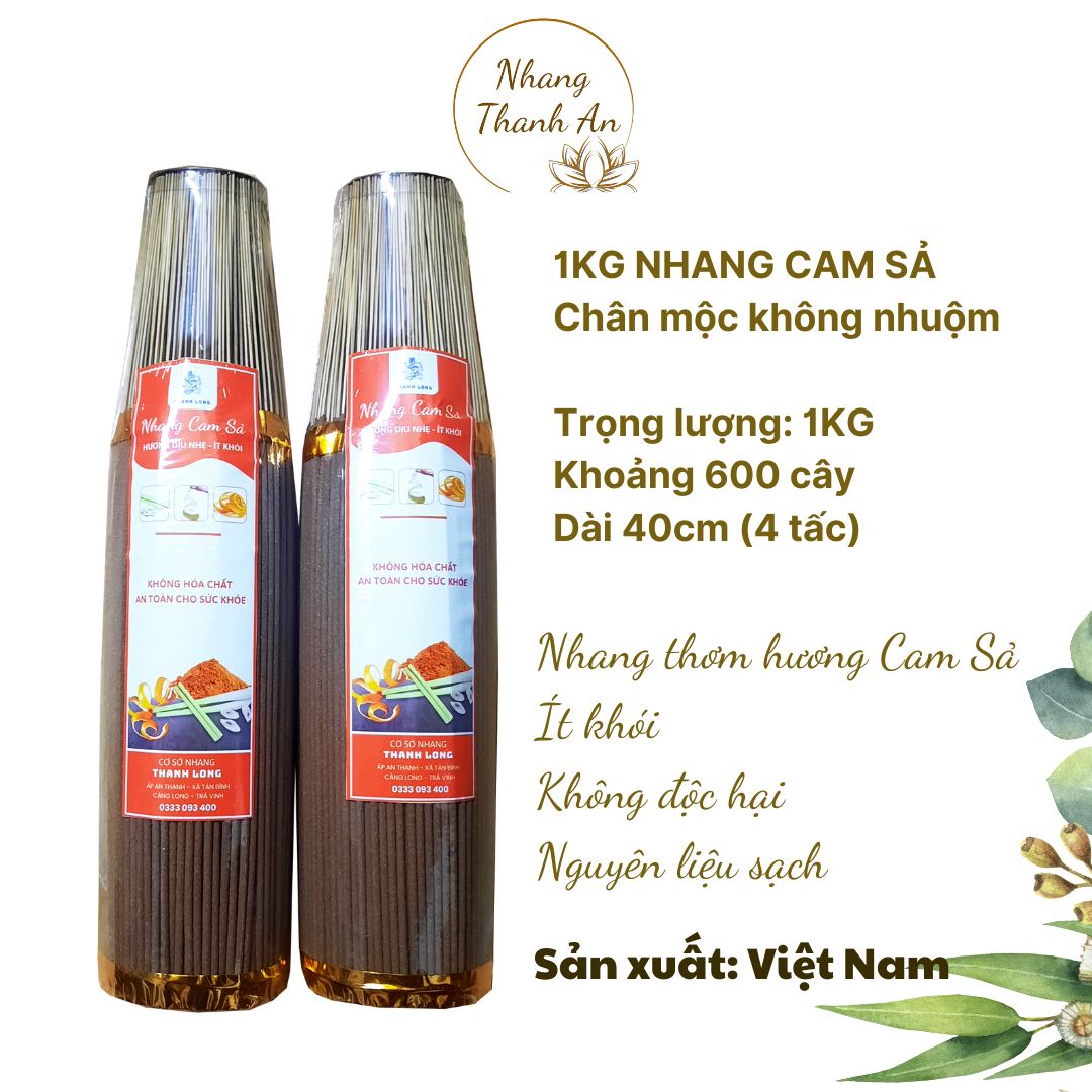 1KG Nhang Cam Sả 4 tấc khoảng 600 cây Nhang thơm tự nhiên chân mộc không nhuộm Nhang Thanh An