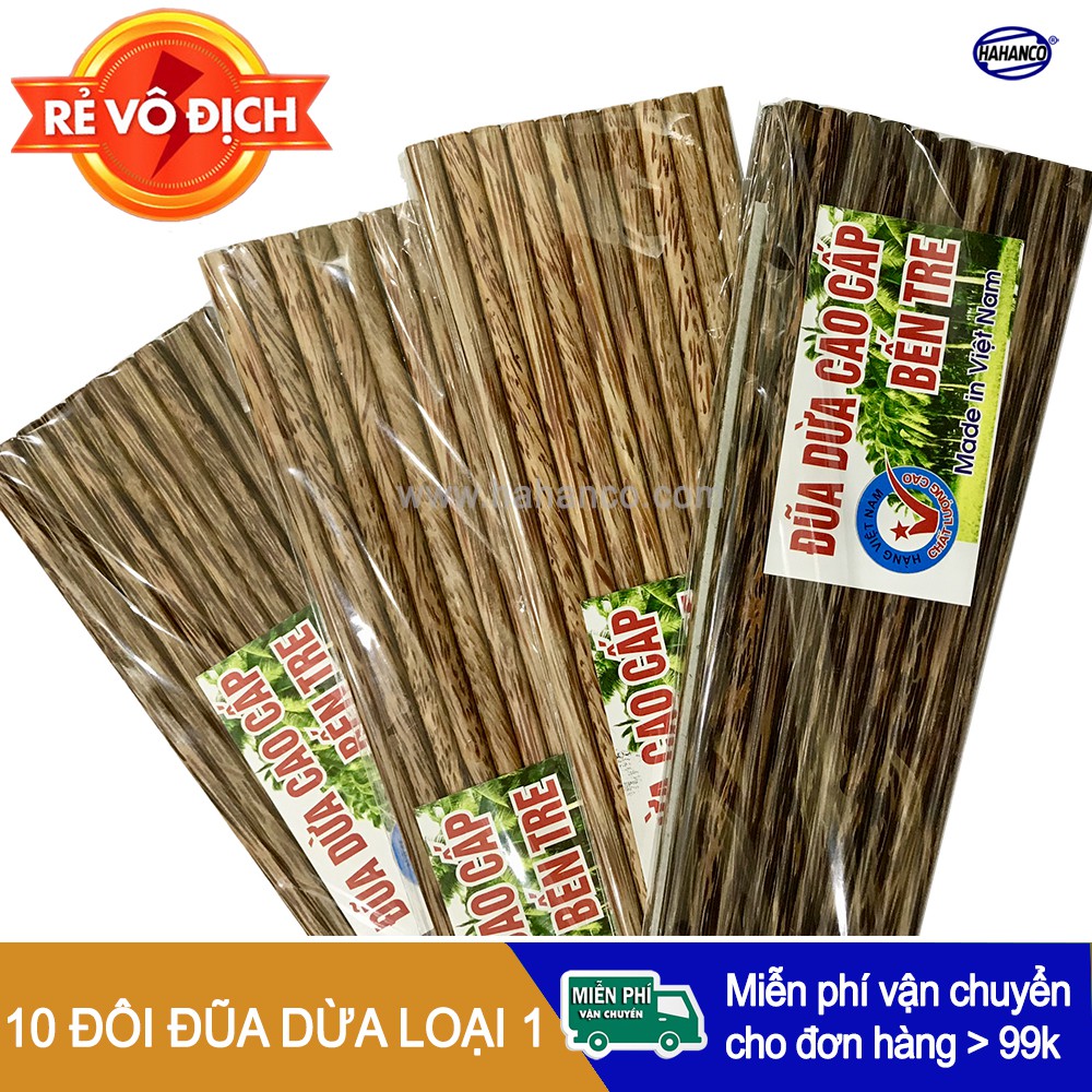 Đũa dừa loại 1 hàng đẹp không dùng hóa chất tẩy gỗ - HAHANCO
