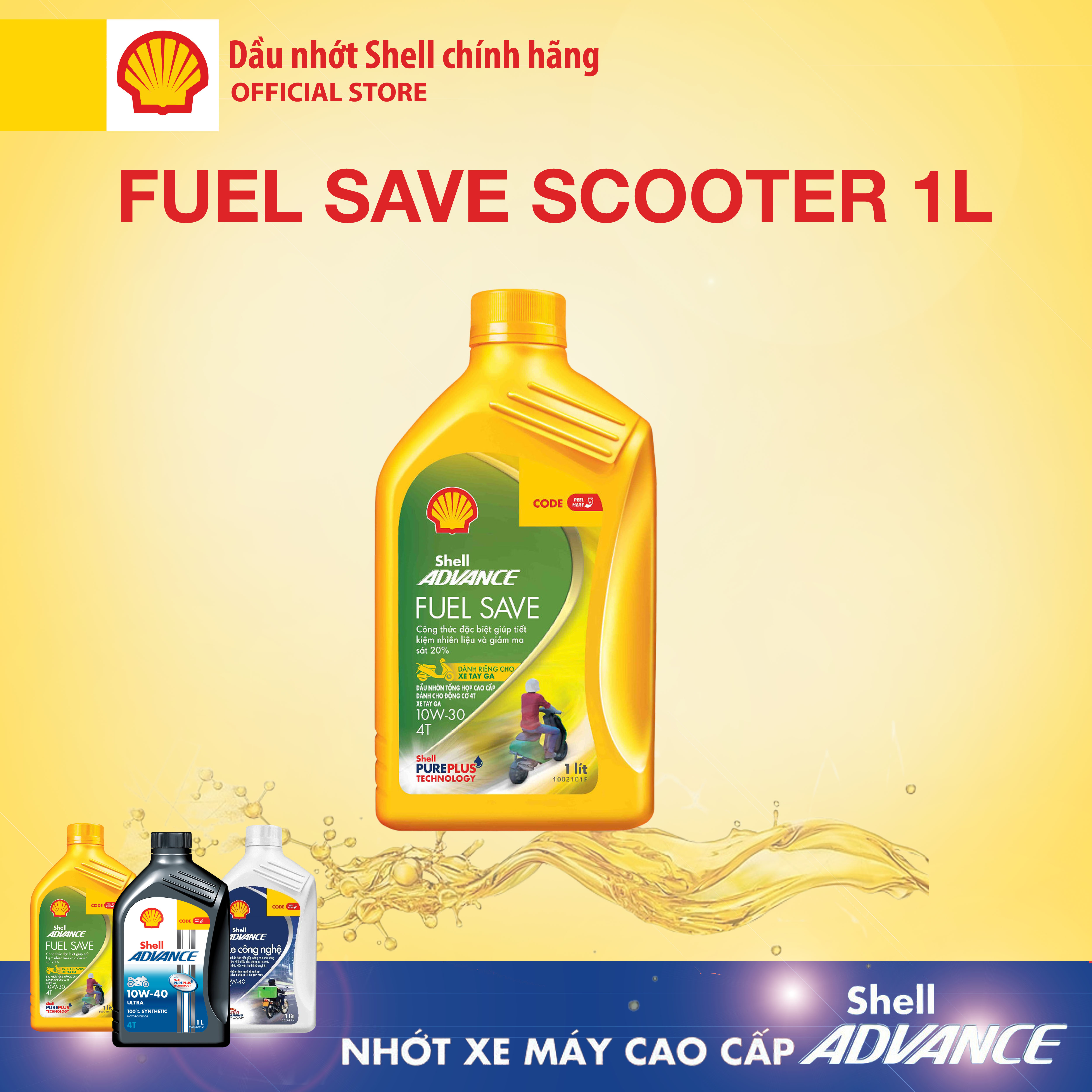 [Xe ga 1L] Dầu nhớt 4T Shell Advance FUEL SAVE Scooter tiết kiệm xăng 10W30 SN 1L
