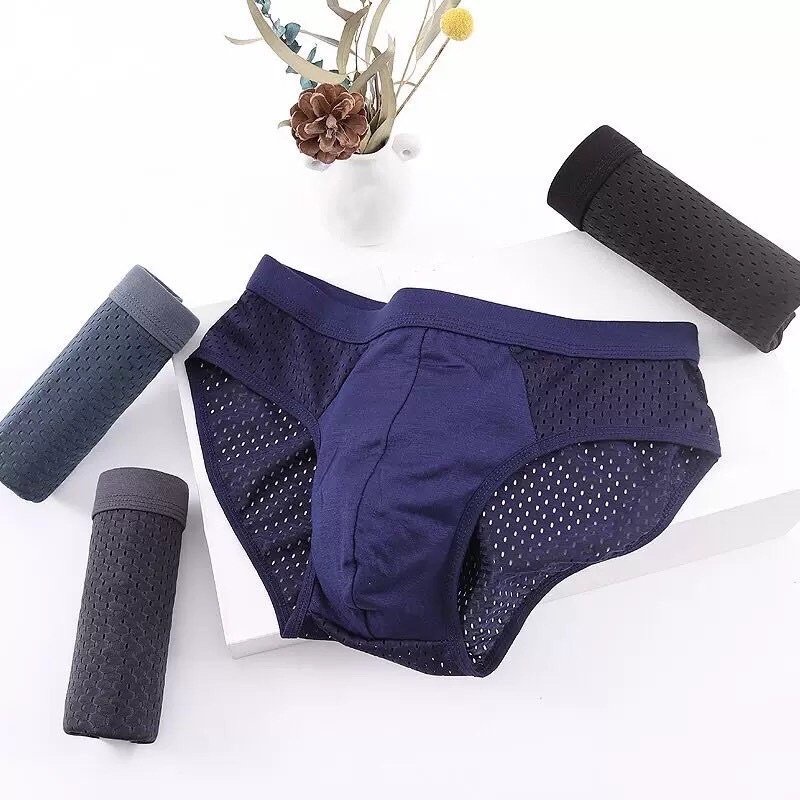 Sét 4 sịp chéo thông hơi, quần lót nam, quần sịp nam- combo 4q men chéo thông hơi