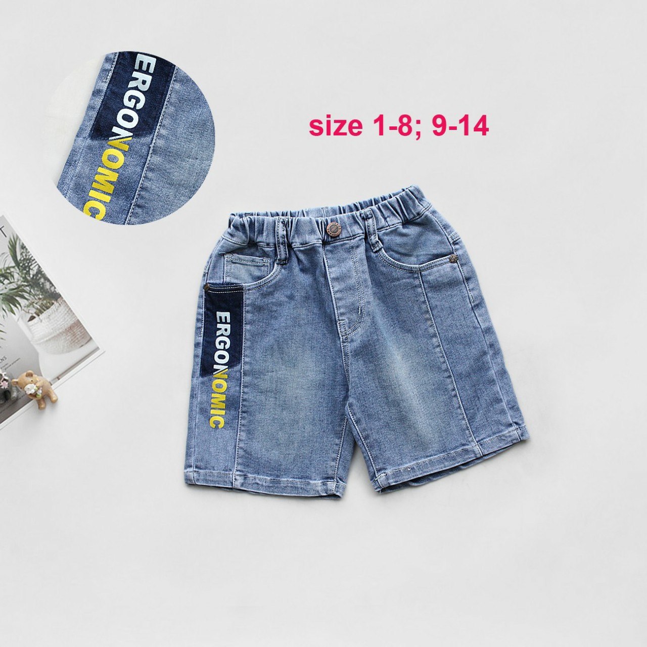 [HCM]Quần jean lửng bé trai in chữ size 9-37kg.