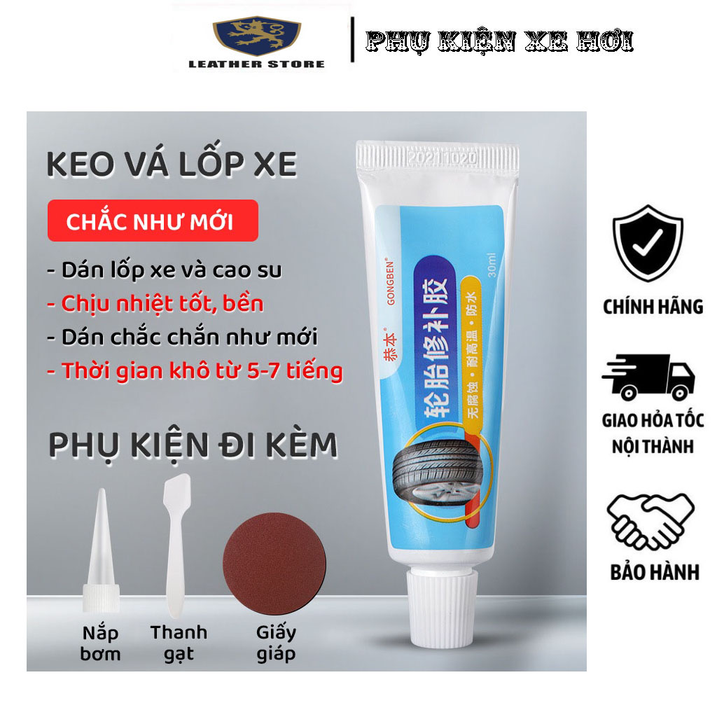Keo dán vá lốp ô tô, xe máy bền chắc như mới, keo sửa chữa vết nứt lốp chuyên dụng độ đàn hồi cao, chịu nhiệt tuýp 30ml