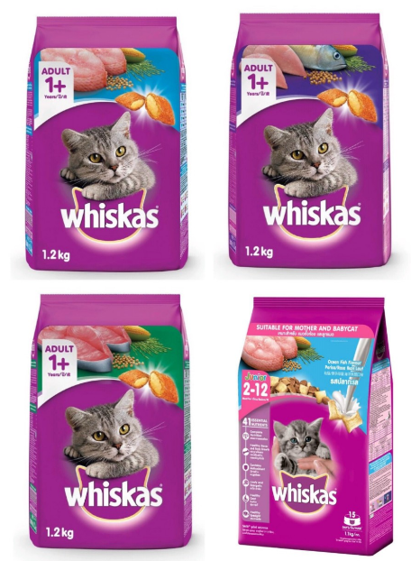 1.2kg Whiskas Thức ăn hạt cho mèo lớn từ 12 tháng tuổi đủ vị