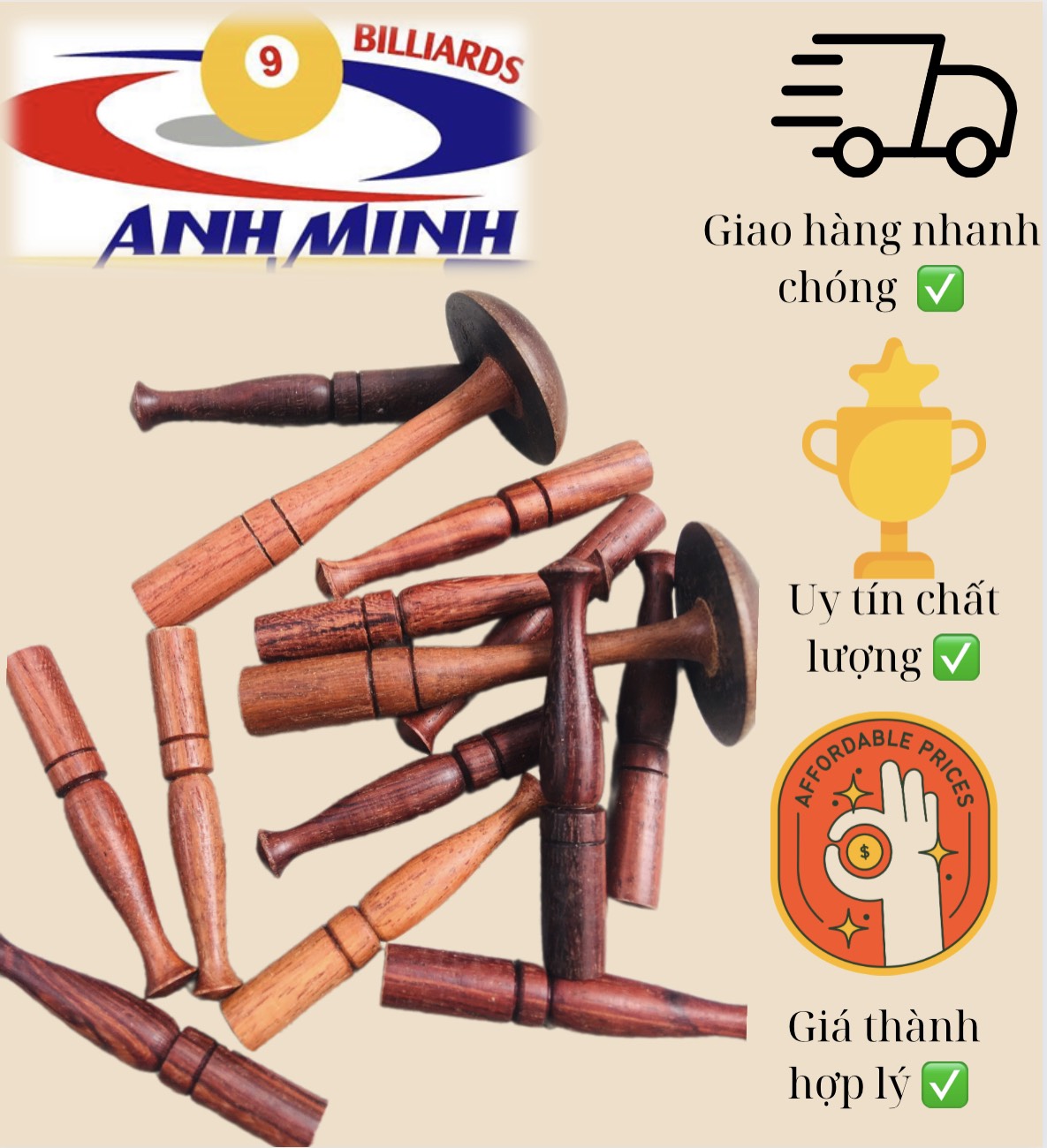 Bộ dù gỗ bida loại 77k/bịch