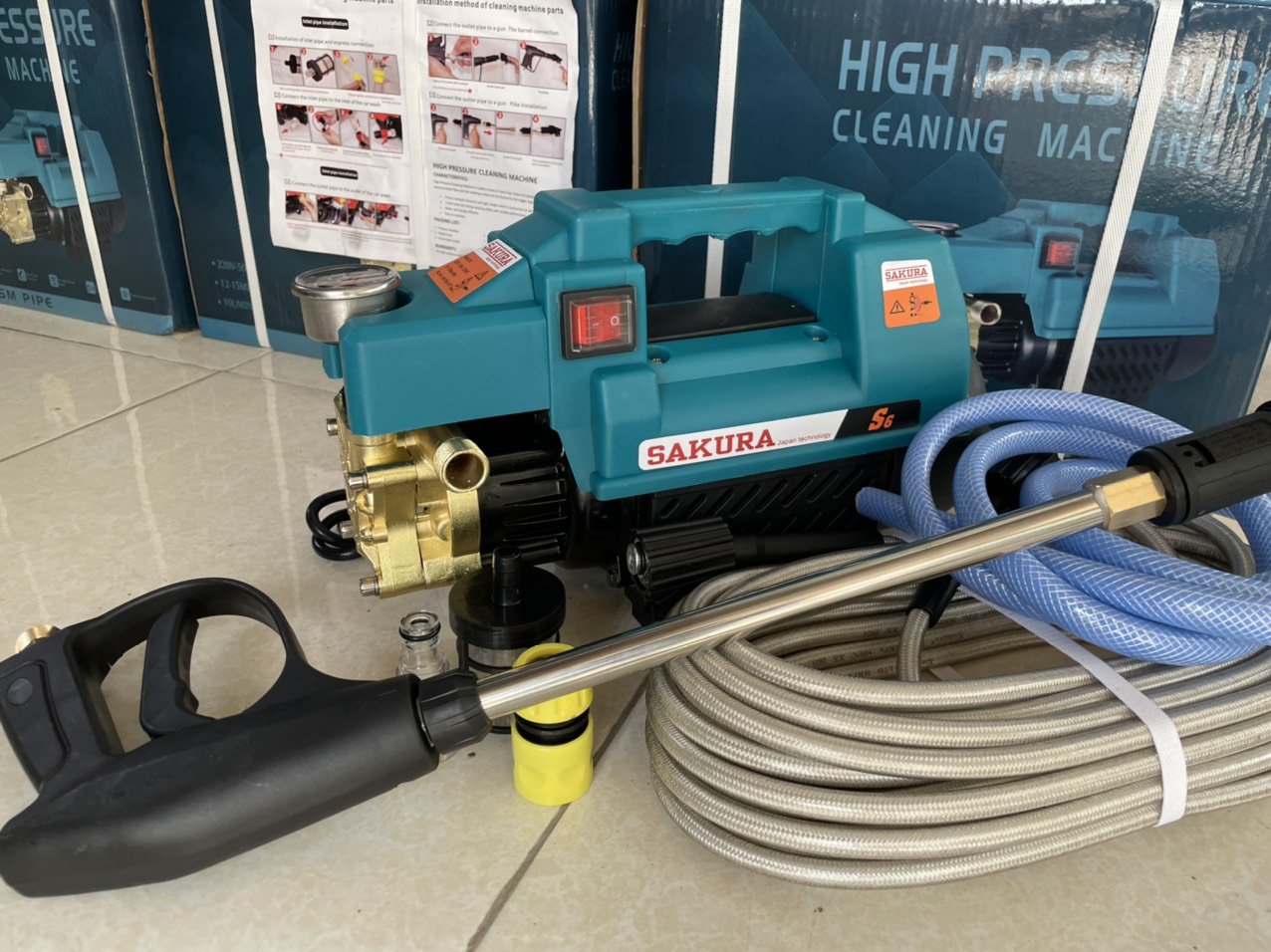 Máy rửa xe mini - Máy rửa xe áp lực cao, Máy bơm rửa xe gia đình, máy rửa xe công suất mạnh 2500W