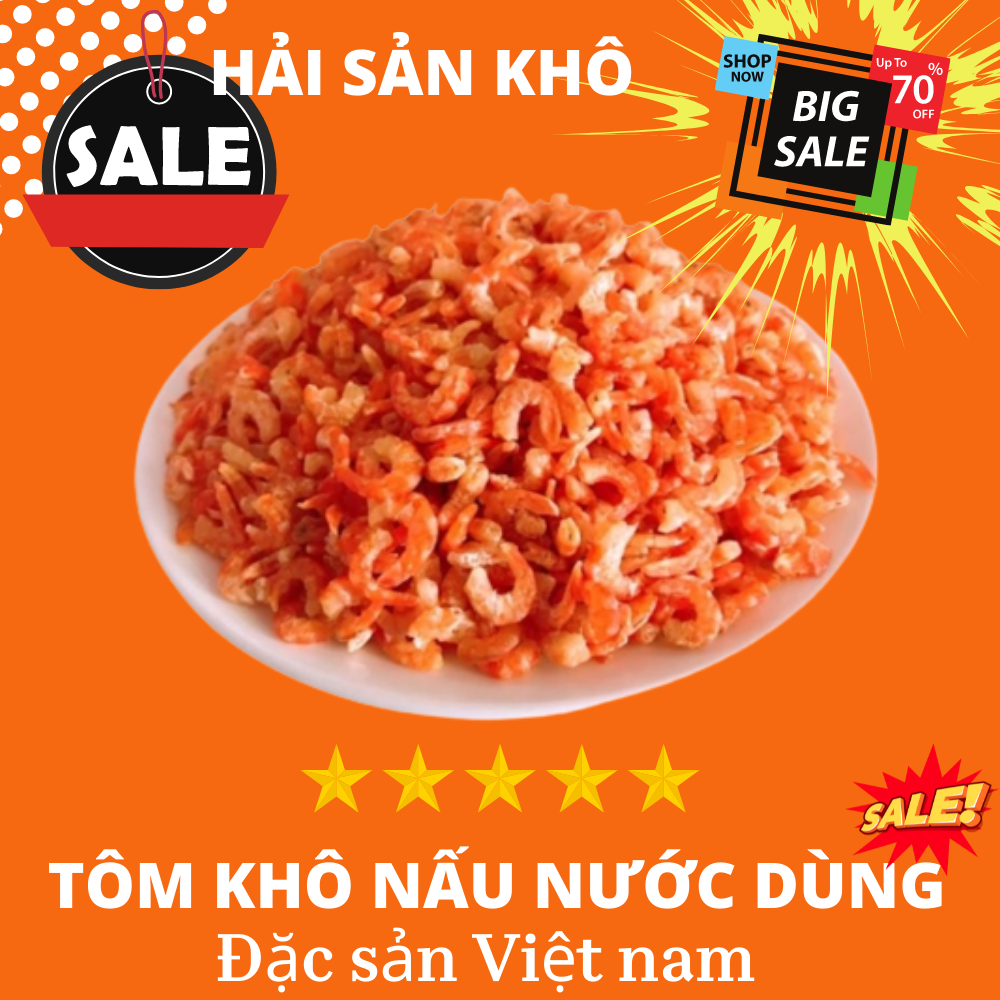 Tôm khô Cà Mau loại bình dân, Chuyên nấu canh, nấu nước dùng, kho rim. Đảm bảo vệ sinh an toàn thực phẩm Hải sản khô Huy Béo
