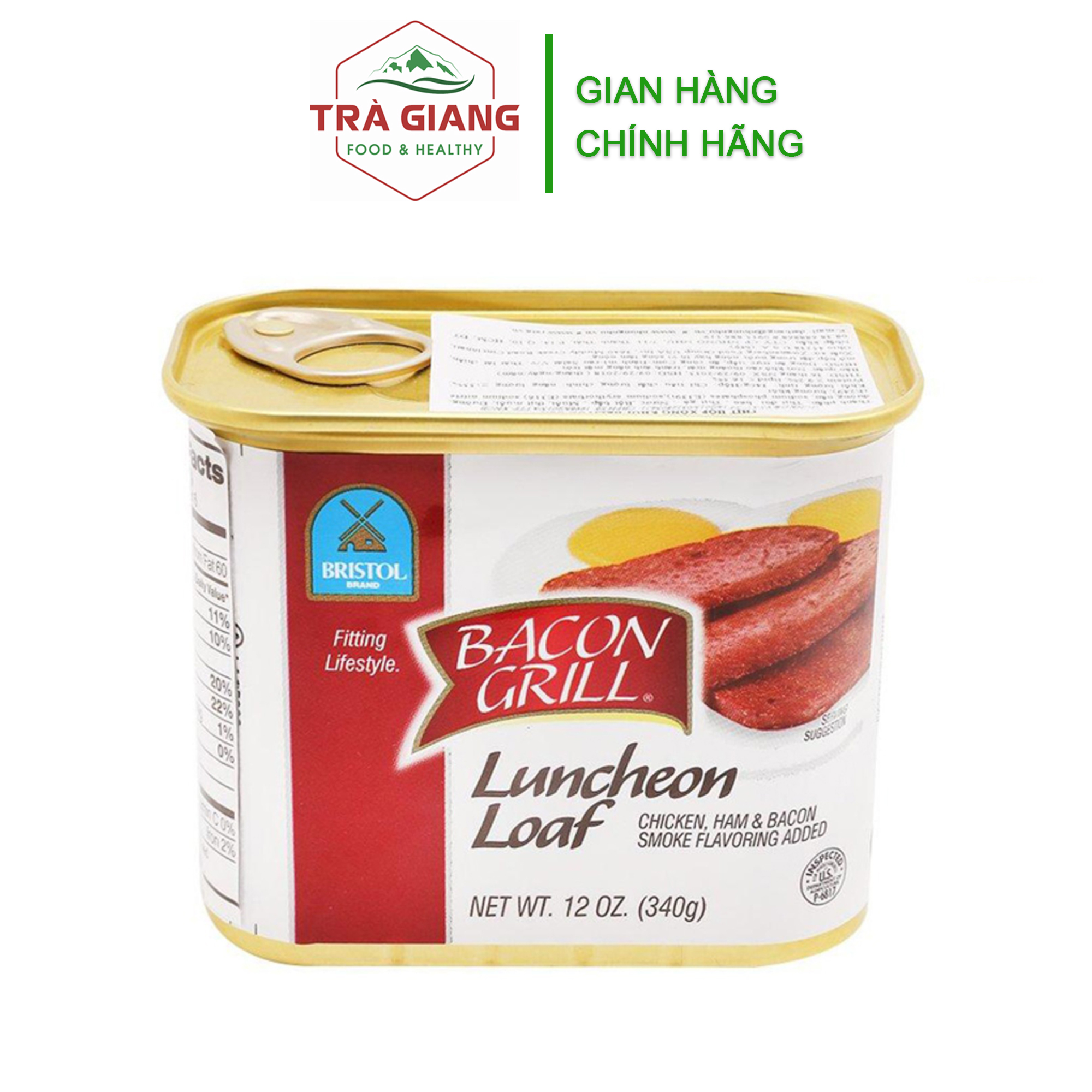 Thịt hộp xông khói Bacon Grill Bristol 340g
