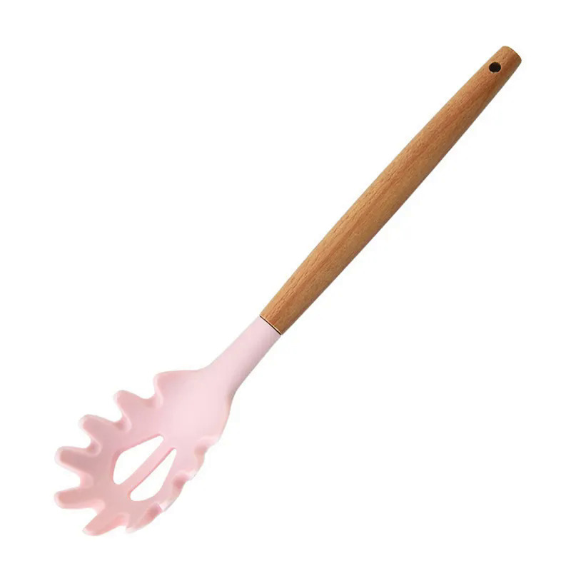 Silicone mì Scoop Spaghetti lấy muỗng mì ống ngã ba mì phục vụ lọc mì khe bếp Claw muỗng muỗng thép
