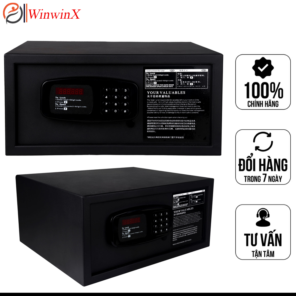 [Két có vách chống cạy trộm] Két sắt điện tử thông minh có khoá cơ và khoá số, két sắt mini khách sạn có vách ngăn chống cạy, cửa tấm thép dày chắc chắn, bề mặt phun sơn chất lượng cao với 4 lớp