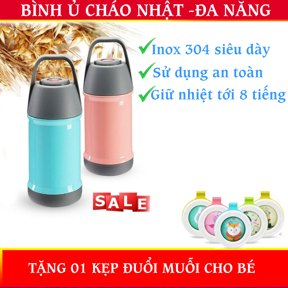 Bình Ủ Cháo, Bình Ủ Cháo Giữ Nhiệt, Hộp Ủ Cháo, Bình Cháo Giữ Nhiệt, Bình Giữ Nhiệt Nấu Cháo.[GIỮ NHIỆT CỰC TỐT] SỬ DỤNG TIỆN LỢI -GIỮ NHIỆT TỚI 8 GIỜ.TẶNG 01 KẸP ĐUỔI MUỖI CHO BÉ-MUA NGAY!
