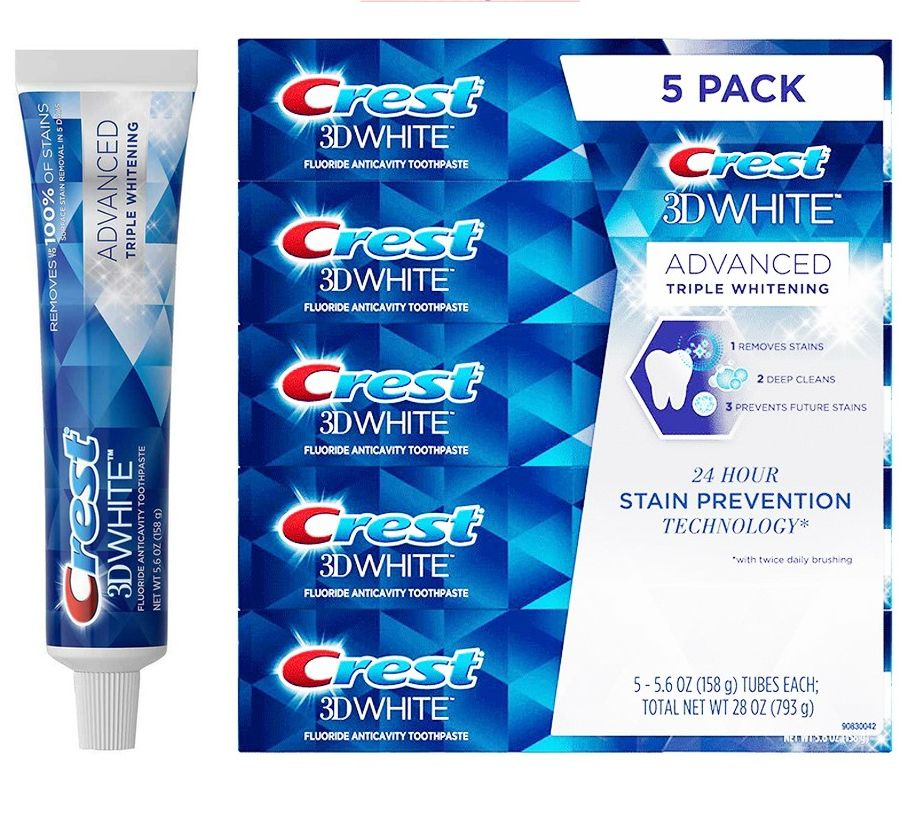 Kem đánh răng trắng răng C.r.es.t 3D White Advanced Whitening của Mỹ tupe 153gr