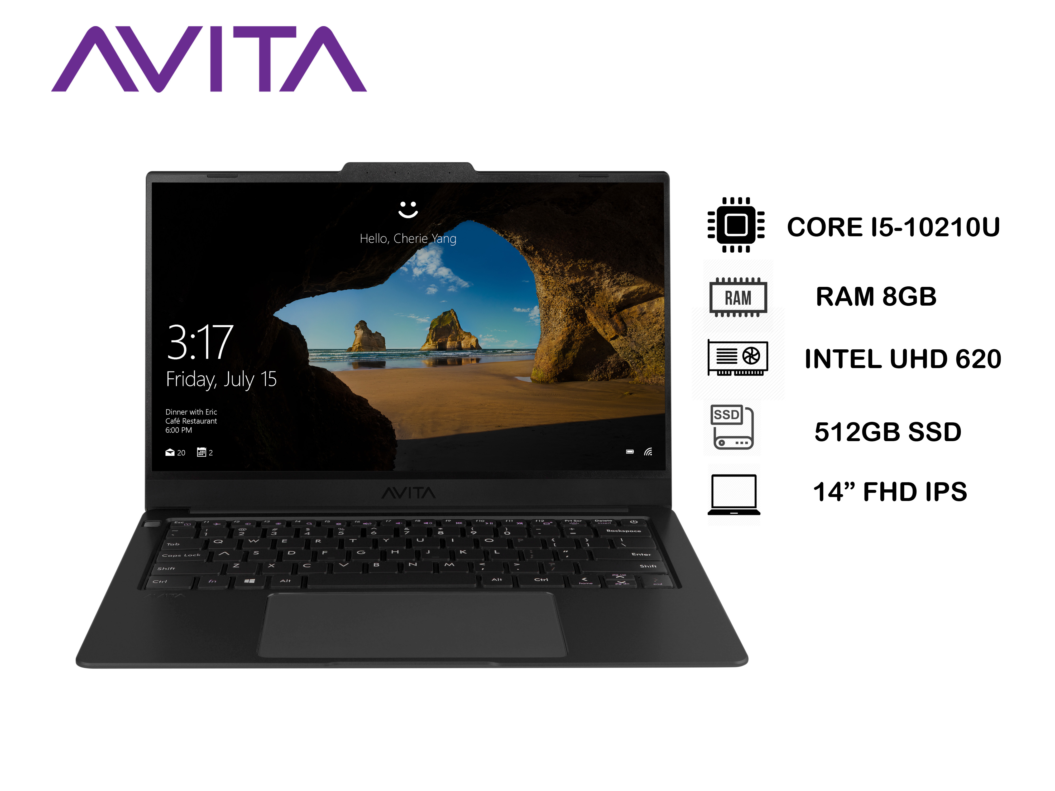 [Trả góp 0%]Laptop AVITA LIBER V 14 màu đen mờ - Intel Core i5-10210U/RAM 8GB/ SSD 512GB/ Bảo hành 18 tháng - Tặng balo - Hàng chính hãng