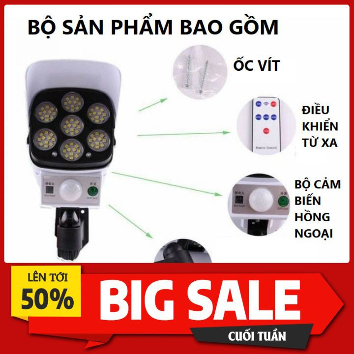 [ SALE UP TO 50% ] Đèn Led Năng Lượng Mặt Trời Giả Giống Camera Giám Sát Ngoài Trời Chống Trộm. Tự động Sáng Khi Trời Tối Và Khi Có Người đến Gần. Công Suất 30W. Chống Nước IP66. Sử Dụng 6 Tiếng. đèn Năng Lượng Mặt Trời . đèn Led
