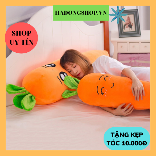 Gấu bông củ cà rốt, gối ôm củ cà rốt 60cm siêu dễ thương, chất liệu bông cao cấp, an toàn, phù hợp làm qùa tặng - hadongshop.vn