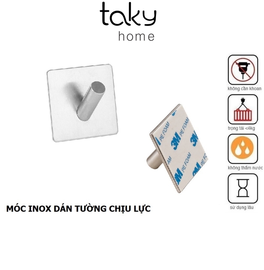 Móc treo đồ tiện dụng, móc dán tường chịu lực, móc treo quần áo, móc treo đồ dùng khu bếp, nhà tắm, móc inox siêu chắc chắn. takyhome 2009